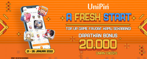 Awali Tahun yang Baru Bersama UniPin untuk Dapatkan Bonus 20.000 UniPin Credits